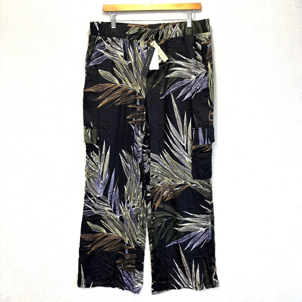 Tahari Flowy Pull On Cargo Pants Womens XL Lightweight Vacation Resortwear Comfy
